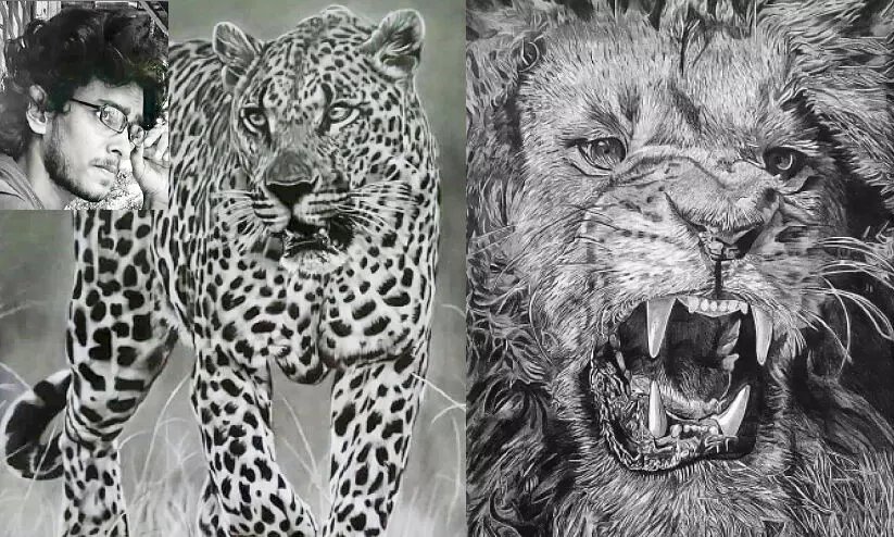 ജീവസ്സുറ്റ പെൻസിൽ സൃഷ്ടികളുമായി ശരൺ ജീവസ്സുറ്റ പെൻസിൽ സൃഷ്ടികളുമായി ശരൺ