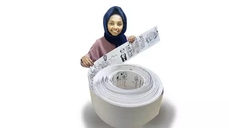 ഗിന്നസിൽ കൂ​ടു​കൂ​ട്ടി റോഷ്​നയുടെ കാ​ർ​ട്ടൂ​ൺ സ്​​ട്രി​പ്പ്