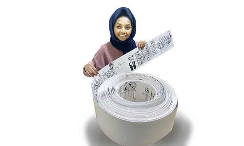 ഗിന്നസിൽ കൂ​ടു​കൂ​ട്ടി റോഷ്​നയുടെ കാ​ർ​ട്ടൂ​ൺ സ്​​ട്രി​പ്പ്