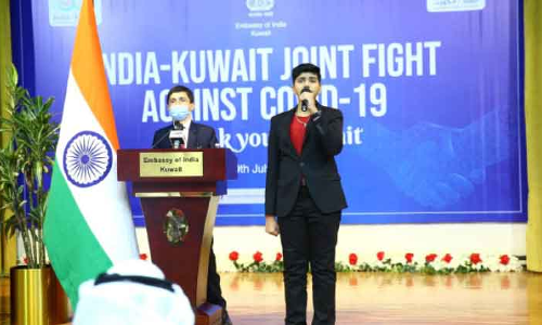 ഇ​ന്ത്യ​ക്കും കു​വൈ​ത്തി​നും വേ​ണ്ടി ഉ​യ​ർ​ന്ന മ​ധു​ര​ശ​ബ്​​ദം രോ​ഹി​തി​േ​ൻ​റ​ത്​