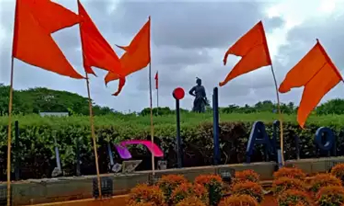 adani airport board shivsena vandalized