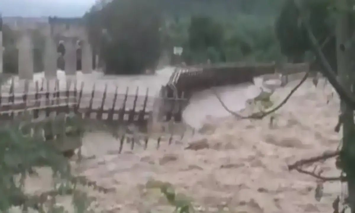 കനത്ത മഴയിൽ പാലം​ ഒലിച്ചുപോയി; വൈറലായി വിഡ​ിയോ