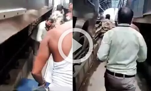 ട്രെയിനിനു മുന്നില്‍ ചാടിയ യുവതിയെ രക്ഷിക്കാൻ ഡ്രൈവറുടെയും സുരക്ഷാ ഉദ്യോഗസ്ഥരുടെയും സമയോചിത ഇടപെടൽ