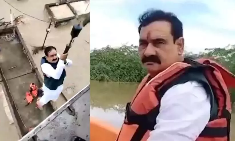 Madhya Pradesh Minister Airlifted After Trying Flood Rescue On Boat