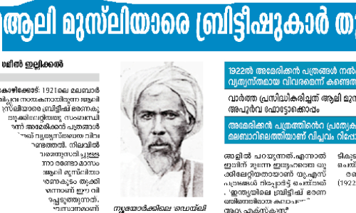 ബ്രി​ട്ടീ​ഷു​കാ​ർ ആ​ലി മു​സ്​​ലി​യാ​രെ ജീ​വ​നോ​ടെ തൂ​ക്കി​ലേ​റ്റി​യോ?