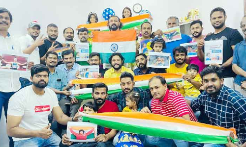 നീ​ര​ജ് ചോ​പ്ര​യു​ടെ സു​വ​ർ​ണ നേ​ട്ട​ത്തി​ൽ റി​യാ​ദി​ൽ വി​ജ​യാ​ഹ്ലാ​ദം