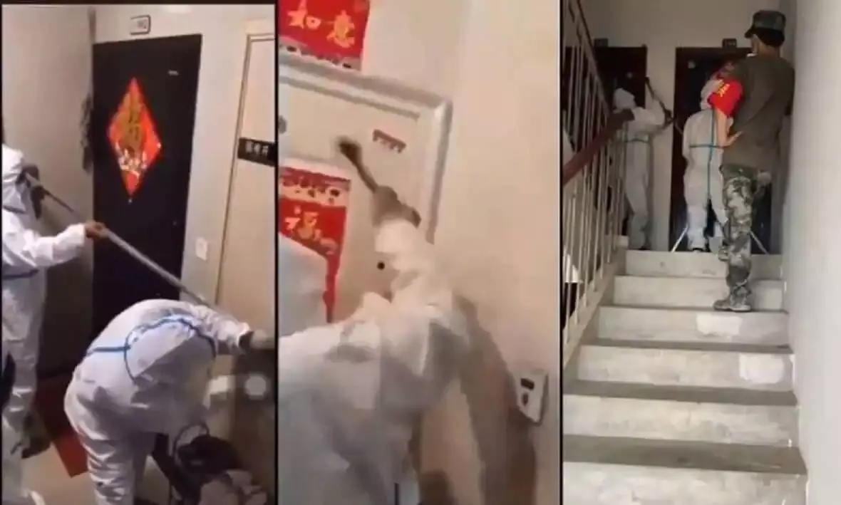 ഡെൽറ്റ വകഭേദം​ ബാധിച്ചവരുടെ വീടുകൾ ബലമായി അടച്ചുപൂട്ടി ചൈനീസ്​ സർക്കാർ; ഇരുമ്പ്​ ദണ്ഡുകൾ ഉപയോഗിച്ച്​ വാതിലുകൾ സീൽ ചെയ്യുന്നു