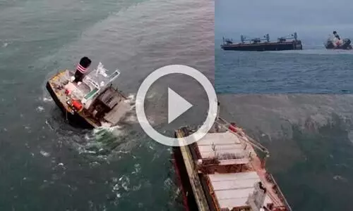 ജപ്പാൻ തീരത്ത്​ ചരക്കുകപ്പൽ രണ്ടായി പിളർന്നു: വിഡിയോ കാണാം