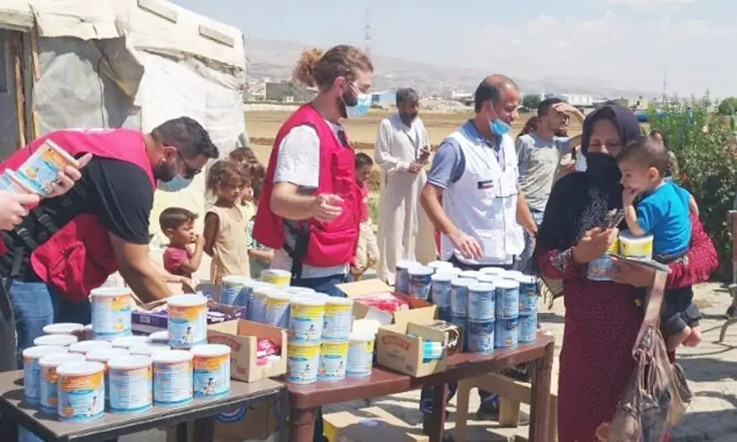 സിറിയൻ അഭയാർഥികൾക്ക്​ എട്ടു ടൺ പാൽ നൽകി കുവൈത്ത്​