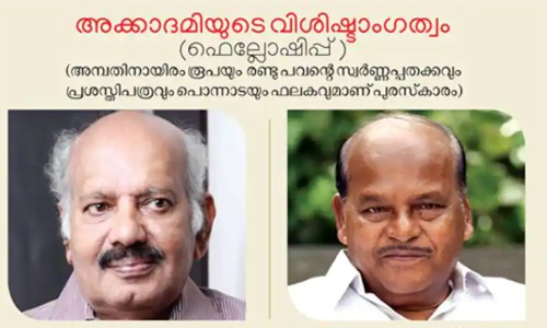 കേരള സാഹിത്യ അക്കാദമി പുരസ്‌ക്കാരങ്ങൾ പ്രഖ്യാപിച്ചു; സേതുവിനും പെരുമ്പടവം ശ്രീധരനും വിശിഷ്ട അംഗത്വം