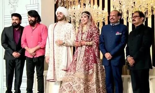 ഷാർജയിൽ അഷ്​റഫ്​ അലിയുടെ മക​െൻറ വിവാഹ വേദിയിൽ ഒരുമിച്ച്​ മമ്മൂട്ടിയും മോഹൻലാലും; വീഡിയോ കാണാം