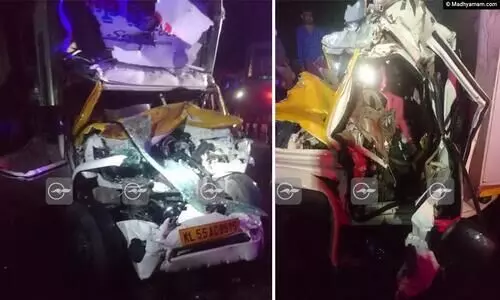 ലോറിക്കു പിന്നിലിടിച്ച പിക്കപ്പ് വാനിലേക്കു കണ്ടെയ്നർ ലോറി ഇടിച്ചു കയറി ഒരാൾ മരിച്ചു