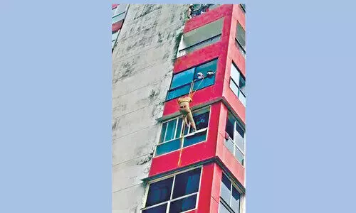 അ​ഞ്ചാം​നി​ല​യി​ലെ മു​റി​യി​ൽ കു​ടു​ങ്ങി പി​ഞ്ചു​കു​ഞ്ഞ്​; രക്ഷകരായി അഗ്​നിരക്ഷാസേന