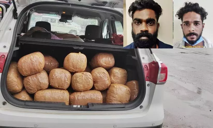 കൊടകരയില്‍ വൻ കഞ്ചാവ്​ വേട്ട;  രണ്ടുപേർ പിടിയില്‍