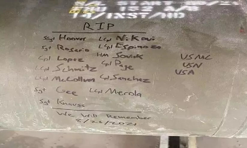 ഐ.എസ്-കെ ചാവേറിനെ വധിക്കാൻ അമേരിക്ക ഉപയോഗിച്ചത് കൊല്ലപ്പെട്ട സൈനികരുടെ പേരെഴുതിയ മിസൈൽ ഐ.എസ്-കെ ചാവേറിനെ വധിക്കാൻ അമേരിക്ക ഉപയോഗിച്ചത് കൊല്ലപ്പെട്ട സൈനികരുടെ പേരെഴുതിയ മിസൈൽ