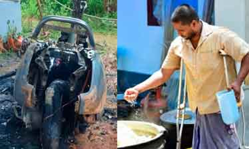 കണ്ണിൽച്ചോരയില്ലാത്ത ക്രൂരതക്കെതിരെ നാടൊരുമിച്ചു; കത്തിച്ച സ്​കൂട്ടറിന് പകരം വാങ്ങിനൽകും