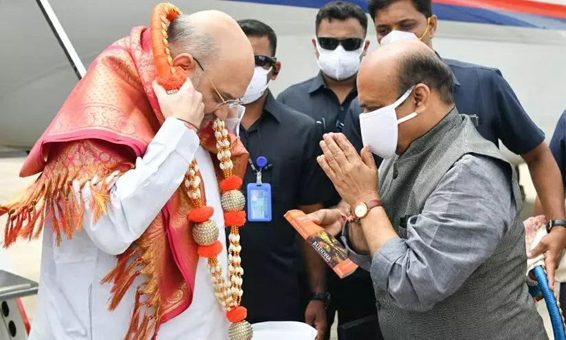 Basavaraj Bommai and Amit shah Basavaraj Bommai and Amit shah