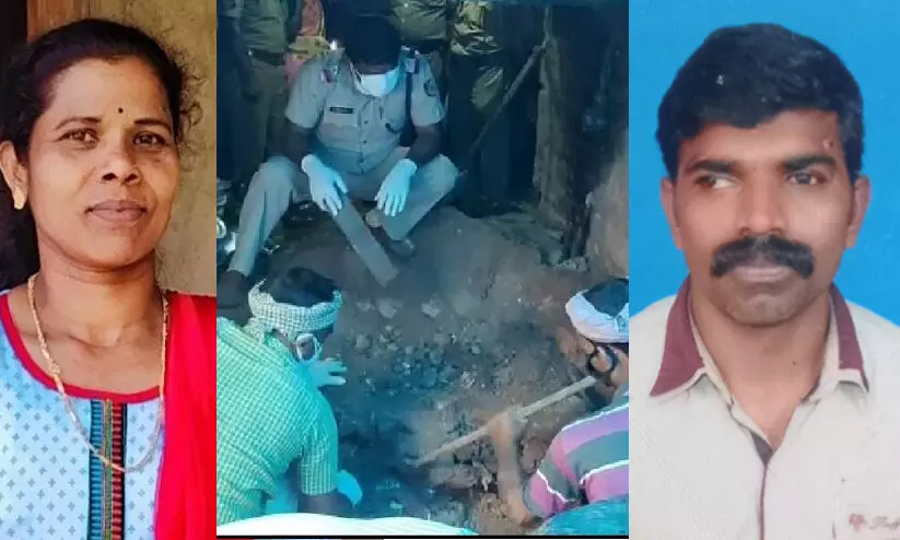 മൃതദേഹം കണ്ടെത്തിയത് ഇരിക്കുന്ന നിലയിൽ; കുഴിക്ക് മുകളിൽ ചാണകം മെഴുകി അടുപ്പ് നിർമിച്ചു മൃതദേഹം കണ്ടെത്തിയത് ഇരിക്കുന്ന നിലയിൽ; കുഴിക്ക് മുകളിൽ ചാണകം മെഴുകി അടുപ്പ് നിർമിച്ചു