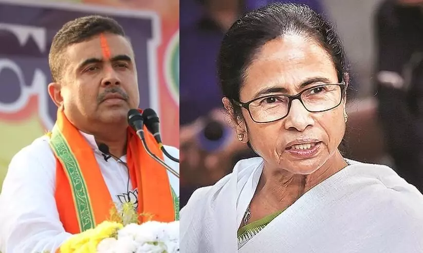 Suvendu Adhikari and mamata banerjee Suvendu Adhikari and mamata banerjee