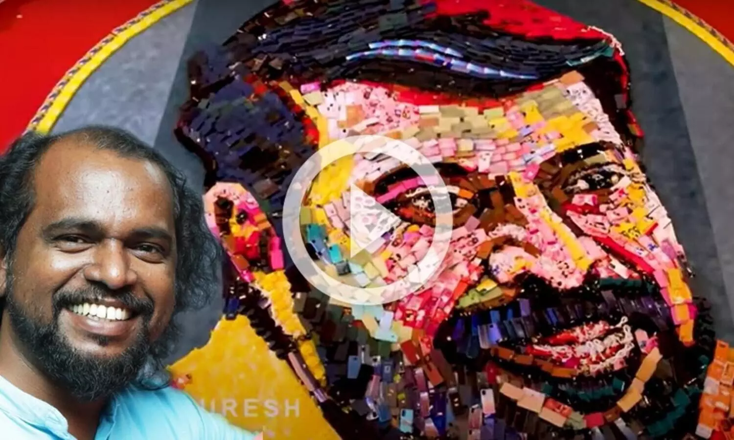 600 മൊബൈല്‍ ഫോണുകള്‍ കൊണ്ട് മമ്മൂട്ടി ചിത്രമൊരുക്കി ഡാവിഞ്ചി സുരേഷ്