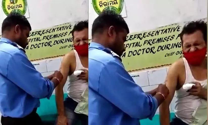 Security guard administers injection to patient at Odisha hospital
