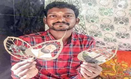 ഇലകളിൽ വർണച്ചിത്രം തീർത്ത് ഉമേഷ്