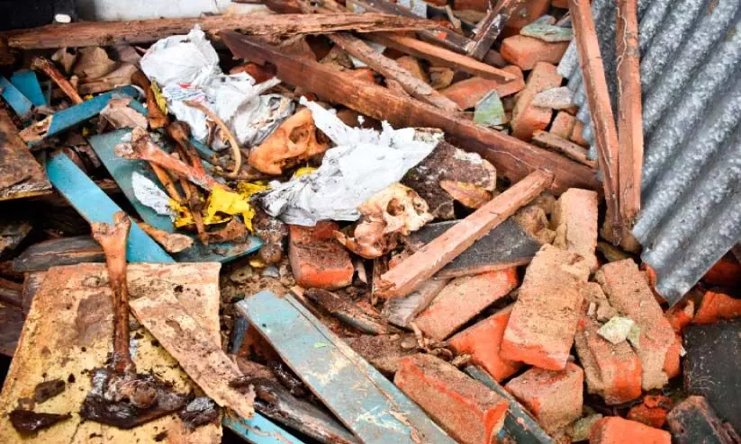 പഴയകെട്ടിടം പൊളിക്കുന്നതിനിടെ മനുഷ്യ അസ്ഥികൂടങ്ങൾ കണ്ടെത്തി പഴയകെട്ടിടം പൊളിക്കുന്നതിനിടെ മനുഷ്യ അസ്ഥികൂടങ്ങൾ കണ്ടെത്തി