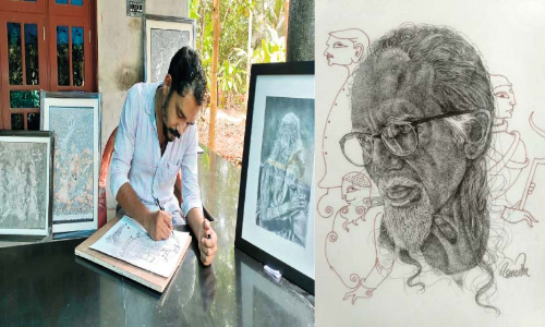 വി​നീ​തിന്‍റെ ബോ​ൾ പോ​യന്‍റ് പേ​ന​യി​ൽ വി​രി​യു​ന്ന​ത് വ​ർ​ണ ചി​ത്ര​ങ്ങ​ൾ