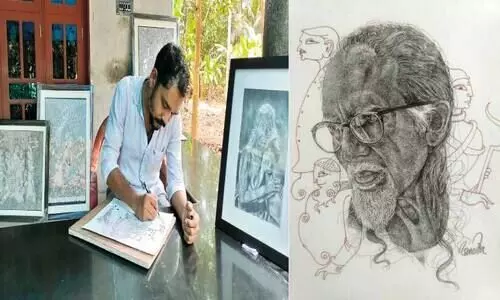 വി​നീ​തിന്‍റെ ബോ​ൾ പോ​യന്‍റ് പേ​ന​യി​ൽ വി​രി​യു​ന്ന​ത് വ​ർ​ണ ചി​ത്ര​ങ്ങ​ൾ