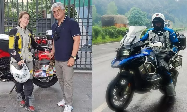 Thala Ajith kickstarts his world tour on a bike; Actor’s racer look goes viral