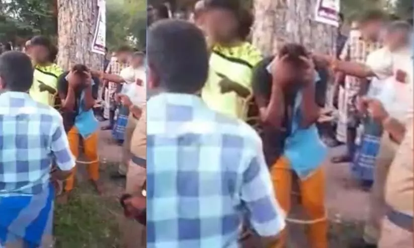 Villagers tie Three men to tree, thrash them for eve teasing and assaulting women