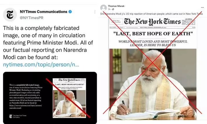 മോദി എഡിഷൻതങ്ങളുടേതല്ല; വിശദീകരണവുമായി​ ന്യൂയോർക്​ ടൈംസും; യഥാർഥ വാർത്ത വേറേ കൊടുത്തിട്ടുണ്ടെന്നും പത്രം