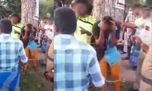 Villagers tie Three men to tree, thrash them for eve teasing and assaulting women