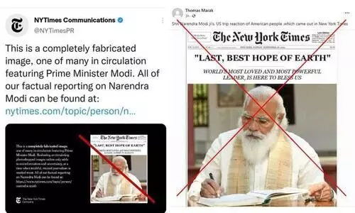 മോദി എഡിഷൻതങ്ങളുടേതല്ല; വിശദീകരണവുമായി​ ന്യൂയോർക്​ ടൈംസും; യഥാർഥ വാർത്ത വേറേ കൊടുത്തിട്ടുണ്ടെന്നും പത്രം