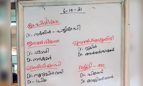 തി​രൂ​ര​ങ്ങാ​ടി താ​ലൂ​ക്ക് ആ​ശു​പ​ത്രി; ഡോ​ക്ട​ര്‍മാ​ർ 36, ബു​ധ​നാ​ഴ്ച ജോ​ലി​യി​ല്‍ ഒ​മ്പ​തു​പേ​ര്‍ മാ​ത്രം