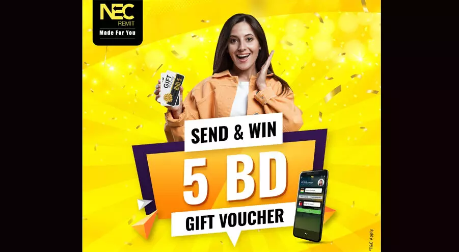 എൻ.ഇ.സി റെമിറ്റ്​ വഴി പണം അയക്കാം; സമ്മാനം നേടാം