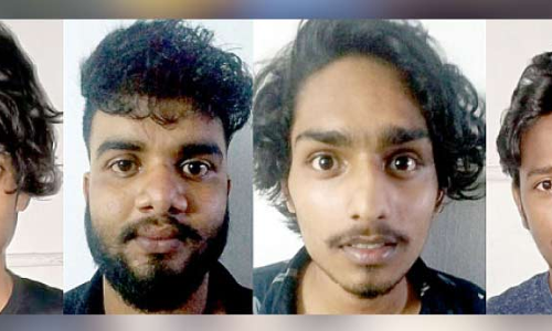 Attacked family who went in car Five arrested