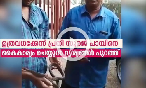 ഉത്രവധക്കേസ് പ്രതി സൂരജ് പാമ്പിനെ കൈകാര്യം ചെയ്യുന്ന ദൃശ്യങ്ങള്‍ പുറത്ത്