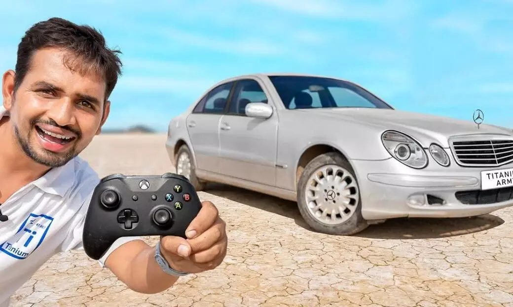 youtuber modified mercedes benz e class luxury sedan in to a remote control car