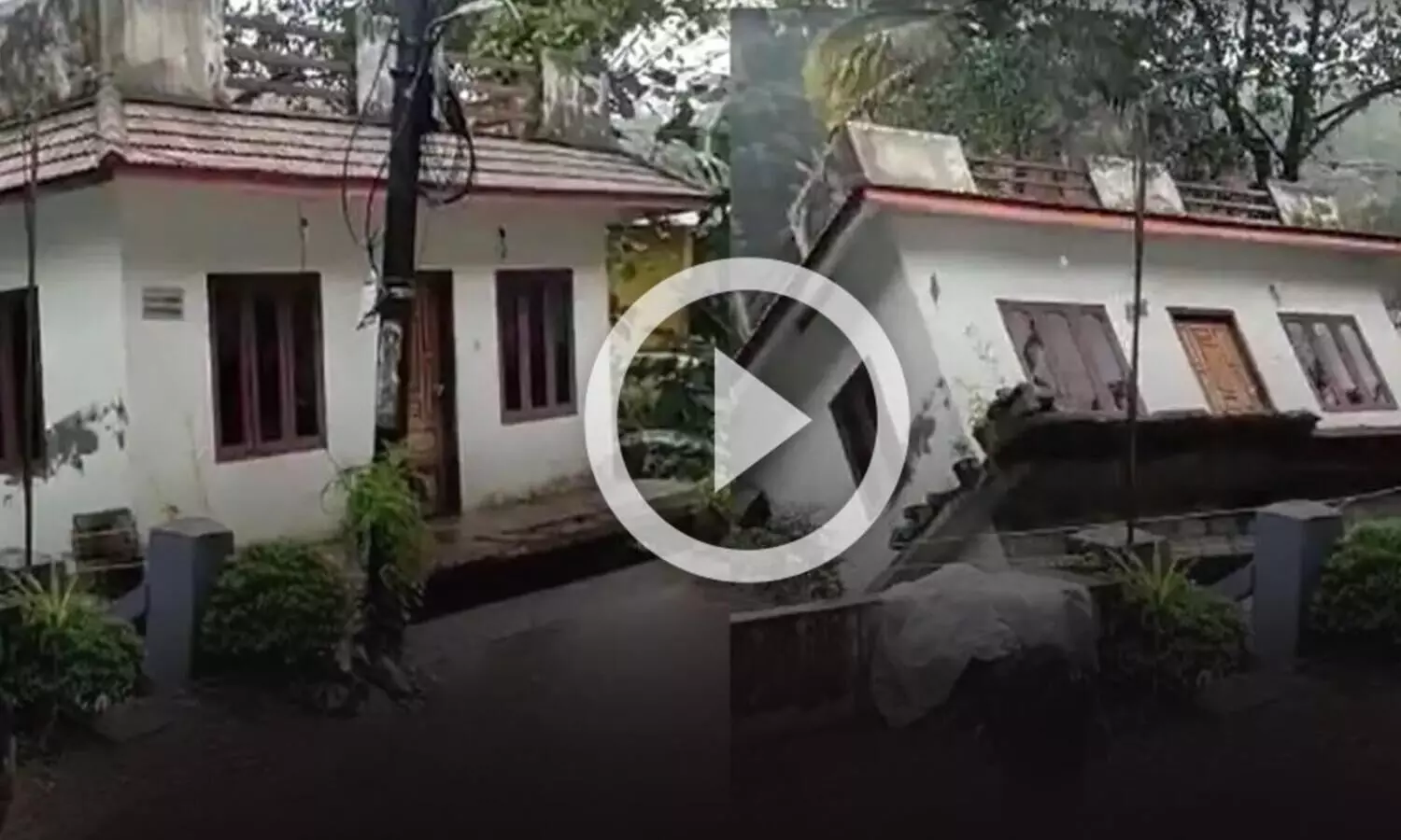 മുണ്ടക്കയത്ത് മലവെള്ളപ്പാച്ചിലില്‍ ഇരുനില വീട് പുഴയിലേക്ക് മറിഞ്ഞുവീഴുന്നതിന്റെ ദൃശ്യങ്ങള്‍