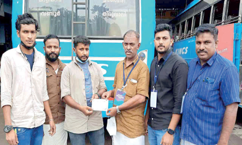 Bus staff with charitable work