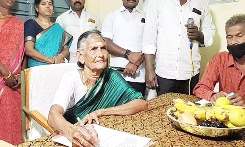 The 90-year-old lady is the president of the panchayath in Tamil Nadu