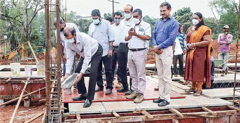 Calicut University Golden Jubilee Starting with block construction
