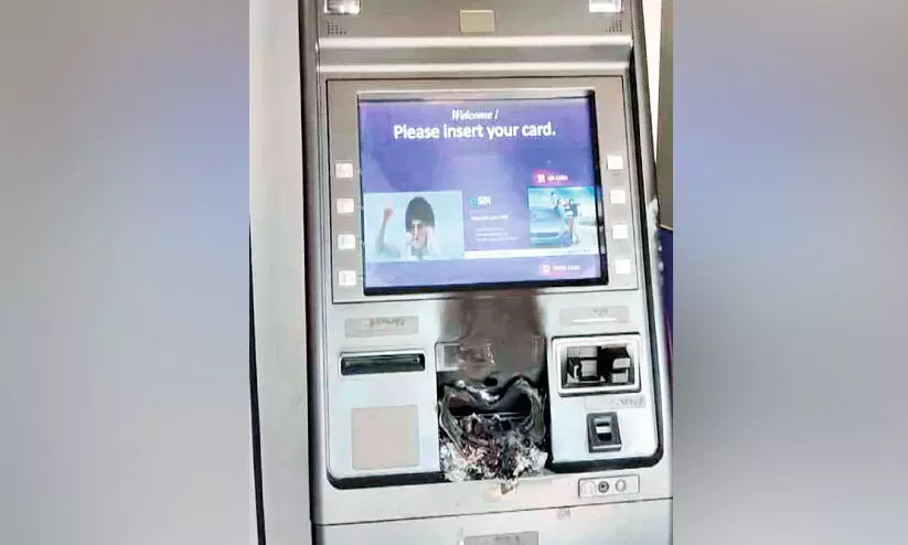 ATM machine fire incident