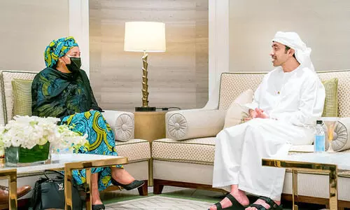 ശൈഖ്​ അബ്​ദുല്ലയും യു.എൻ ഡെപ്യൂട്ടി സെക്രട്ടറി ജനറലും എക്​സ്​പോയിൽ കൂടിക്കാഴ്​ച നടത്തി