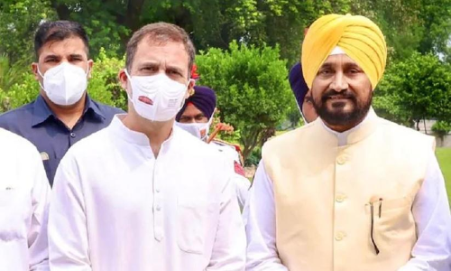 Charanjit Singh Channi and Rahul Gandhi