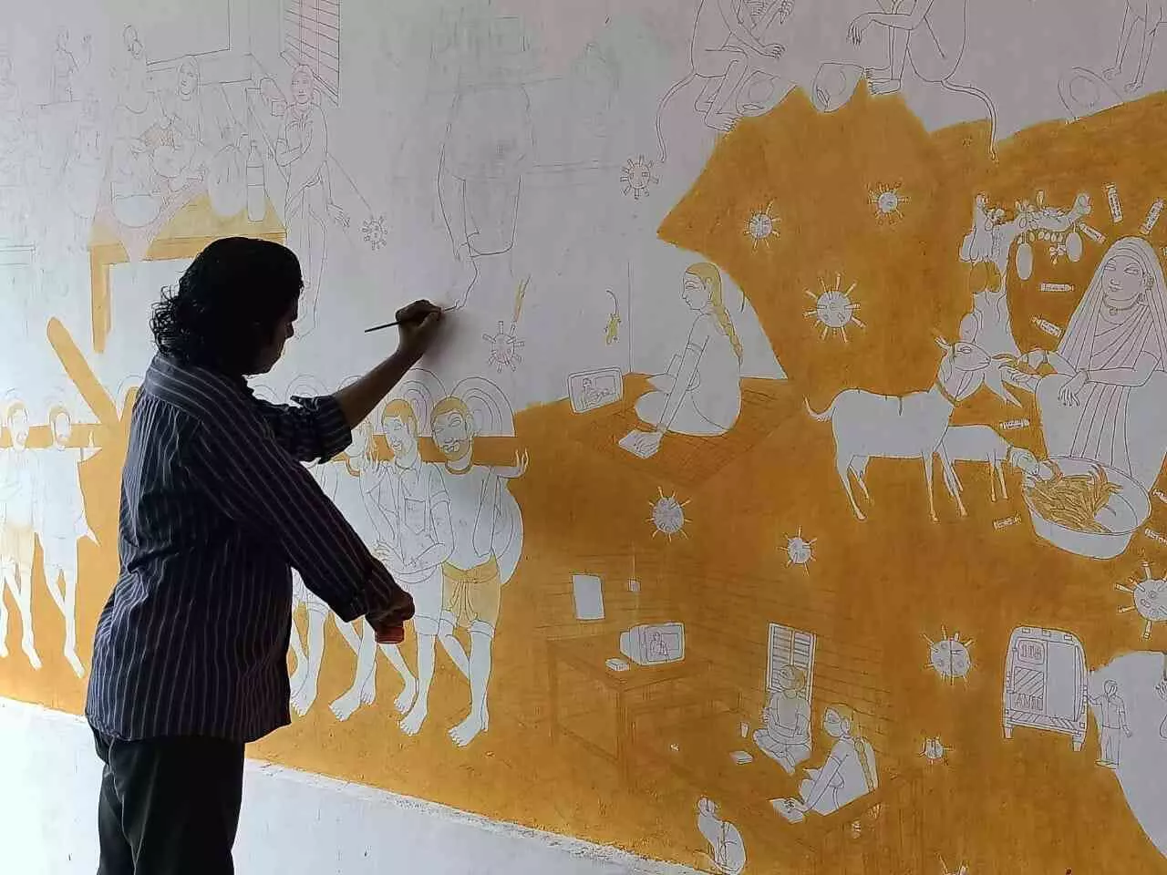 കലാസ്വാദകരുടെ മനം കവർന്ന്  ബി.ആർ.സിയിലെ ചുമർചിത്രം