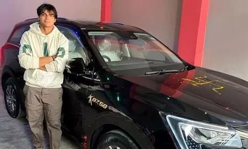 Olympian Neeraj Chopra receives his Mahindra XUV700 Javelin Gold Edition