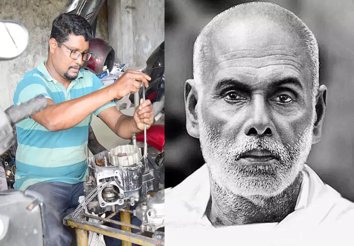 ഇവിടെയുണ്ട്, ഗുരുവിനെ തേടുന്നൊരാൾ; ശ്രീനാരായണീയദർശനങ്ങൾ പഠിപ്പിച്ച് ടൂ വീലർ മെക്കാനിക്ക് ഇവിടെയുണ്ട്, ഗുരുവിനെ തേടുന്നൊരാൾ; ശ്രീനാരായണീയദർശനങ്ങൾ പഠിപ്പിച്ച് ടൂ വീലർ മെക്കാനിക്ക്