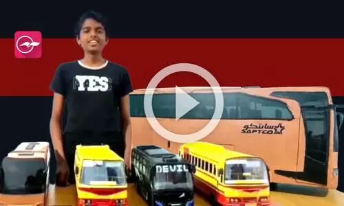 സൗദിയിലെ സാപ്റ്റ്കോ ബസിന്റെ മിനിയേച്ചർ നിർമിച്ച് ശ്രദ്ധേയനായി അനന്ദു